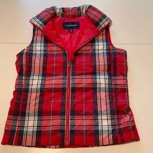 Lands End Puffy Plaid Vest